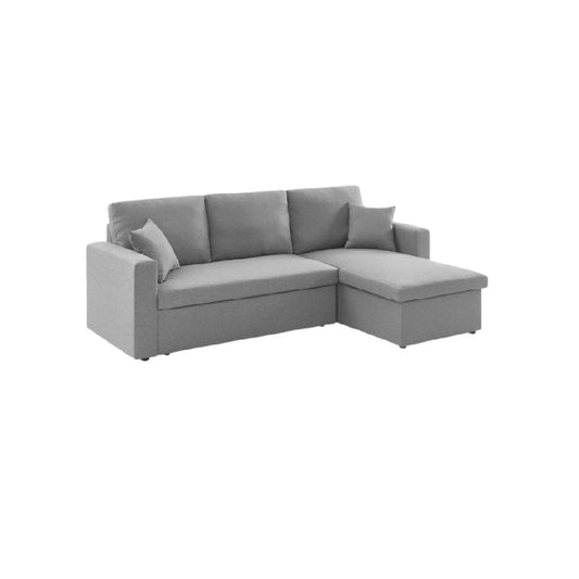 Sofa lit d'angle en tissu gris pour salon ou chambre - environ 200 x 90 x 85